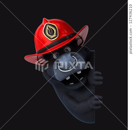 Fun 3D cartoon bull firefighter (on alpha) Fun 3D cartoon bull firefighter (on alpha) 127436210