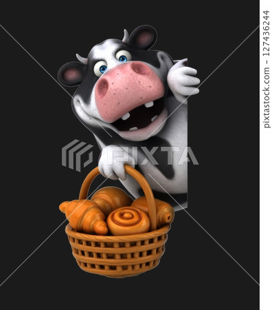Fun 3D cartoon cow with pastries (on alpha) 127436244