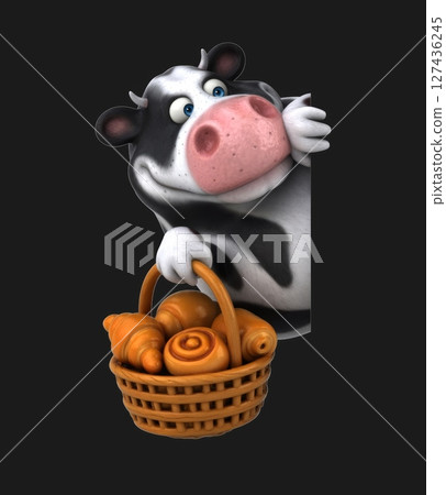 Fun 3D cartoon cow with pastries (on alpha) 127436245