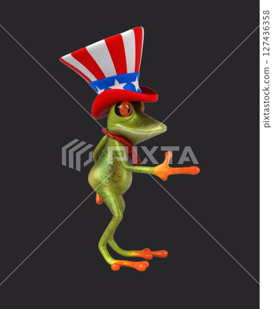 Fun 3D cartoon frog with an uncle sam hat(with alpha channel included) Fun 3D cartoon frog with an uncle sam hat(with alpha channel included) 127436358
