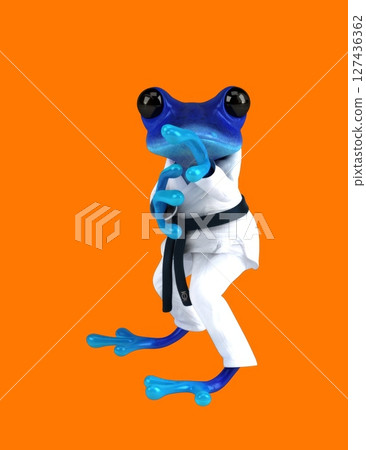 Fun 3D cartoon karateka frog (with alpha channel) 127436362