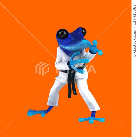 Fun 3D cartoon karateka frog (with alpha channel) 127436363