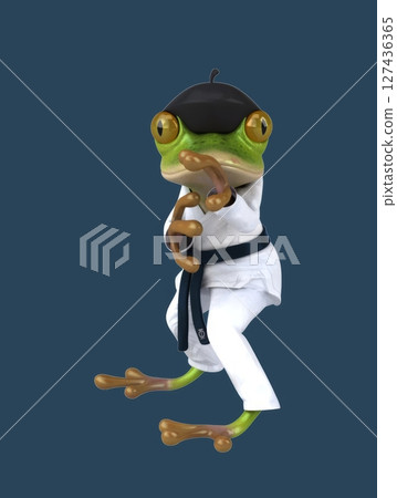 Fun 3D cartoon karateka frog (with alpha channel) 127436365