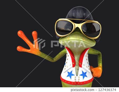 Fun 3D cartoon rocking frog (with alpha channel included) 127436374