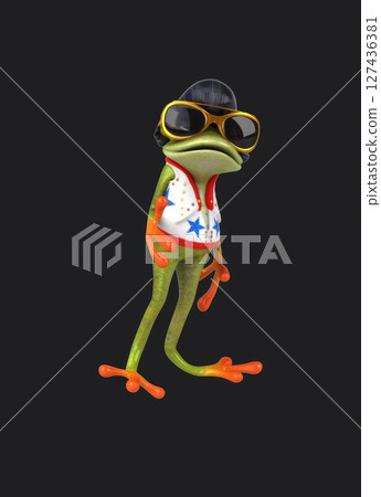 Fun 3D cartoon rocking frog (with alpha channel included) 127436381