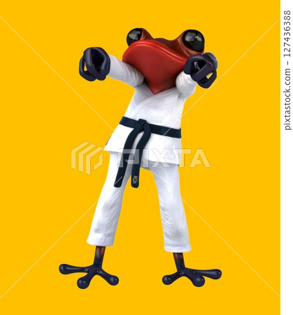 Fun 3D cartoon frog martial artist (with alpha channel) 127436388