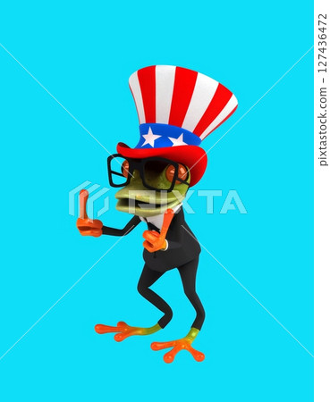 Fun 3D cartoon frog with an uncle sam hat(with alpha channel included) Fun 3D cartoon frog with an uncle sam hat(with alpha channel included) 127436472