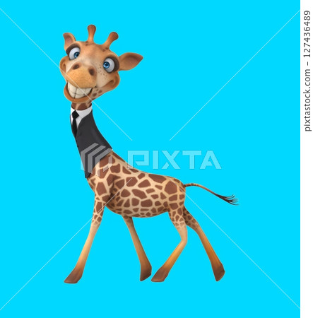 Fun 3D cartoon giraffe walking (with alpha channel) 127436489