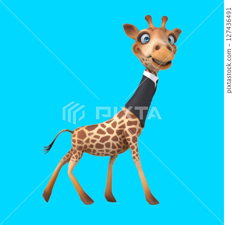 Fun 3D cartoon giraffe walking (with alpha channel) 127436491