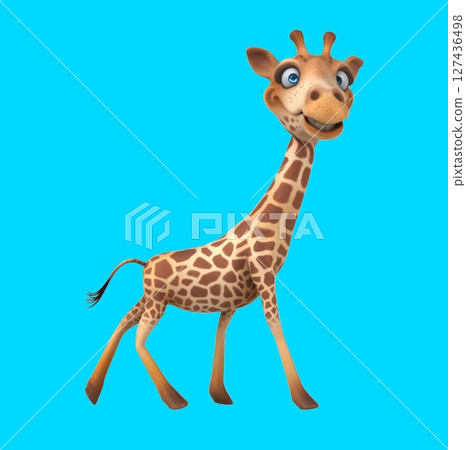 Fun 3D cartoon giraffe walking (with alpha channel) Fun 3D cartoon giraffe walking (with alpha channel) 127436498
