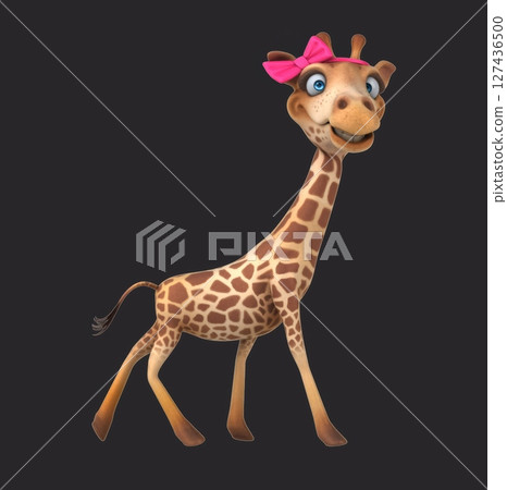 Fun 3D cartoon giraffe walking (with alpha channel) Fun 3D cartoon giraffe walking (with alpha channel) 127436500