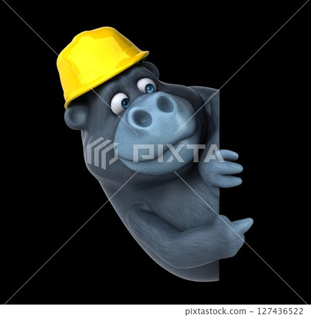 Fun 3D cartoon gorilla with a helmet (with alpha channel) Fun 3D cartoon gorilla with a helmet (with alpha channel) 127436522
