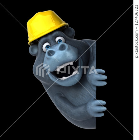 Fun 3D cartoon gorilla with a helmet (with alpha channel) 127436523