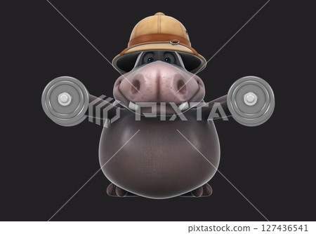 Fun 3D cartoon safari hippo (on alpha) Fun 3D cartoon safari hippo (on alpha) 127436541