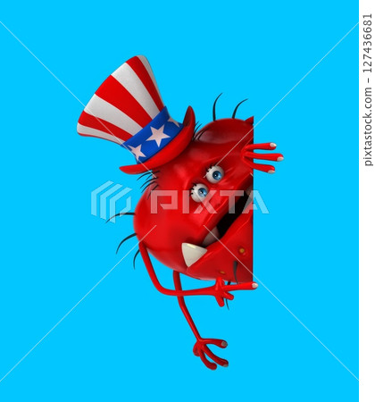 Fun 3D cartoon monster with an uncle sam hat (with alpha channel) Fun 3D cartoon monster with an uncle sam hat (with alpha channel) 127436681