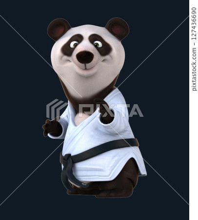 Fun 3D cartoon karateka panda (with alpha channel) Fun 3D cartoon karateka panda (with alpha channel) 127436690