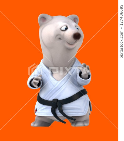 Fun 3D cartoon karateka bear (with alpha channel) Fun 3D cartoon karateka bear (with alpha channel) 127436695