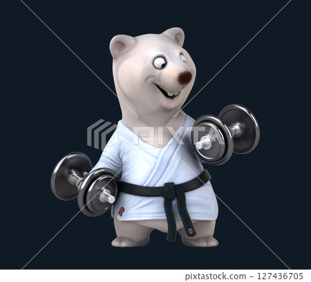 Fun 3D cartoon karateka bear (with alpha channel) 127436705
