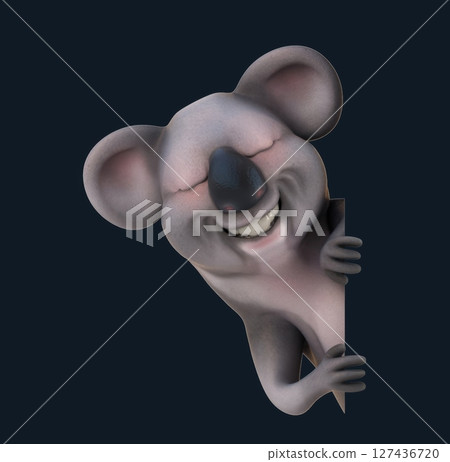 Fun 3D cartoon koala with a sign (with alpha channel) 127436720