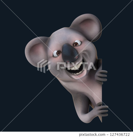 Fun 3D cartoon koala with a sign (with alpha channel) Fun 3D cartoon koala with a sign (with alpha channel) 127436722