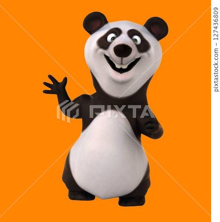Fun 3d cartoon panda waving (with alpha channel) 127436809