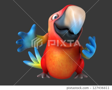 Fun 3d cartoon parrot waving (with alpha channel) 127436811
