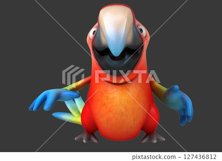 Fun 3d cartoon parrot waving (with alpha channel) Fun 3d cartoon parrot waving (with alpha channel) 127436812