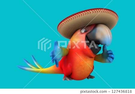Fun 3d cartoon parrot waving (with alpha channel) Fun 3d cartoon parrot waving (with alpha channel) 127436818