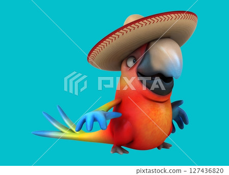 Fun 3d cartoon parrot waving (with alpha channel) Fun 3d cartoon parrot waving (with alpha channel) 127436820