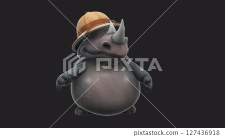 Fun 3D cartoon safari rhino (on alpha) 127436918