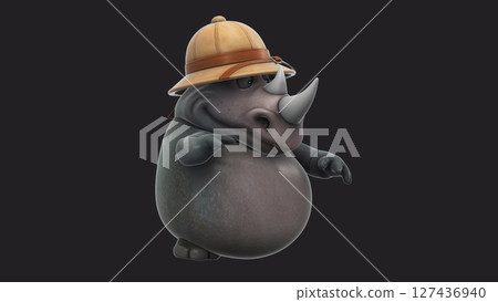 Fun 3D cartoon safari rhino (on alpha) Fun 3D cartoon safari rhino (on alpha) 127436940
