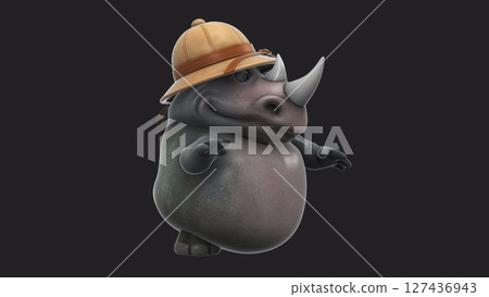 Fun 3D cartoon safari rhino (on alpha) 127436943