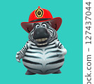 Fun 3D cartoon firefighter zebra (on alpha) 127437044