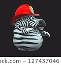 Fun 3D cartoon firefighter zebra (on alpha) 127437046