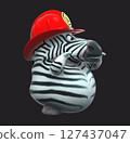 Fun 3D cartoon firefighter zebra (on alpha) 127437047