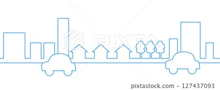 汽車行駛的城市景觀輪廓 127437093