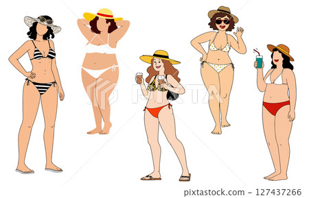 Women in Swimsuits at the Beach 127437266