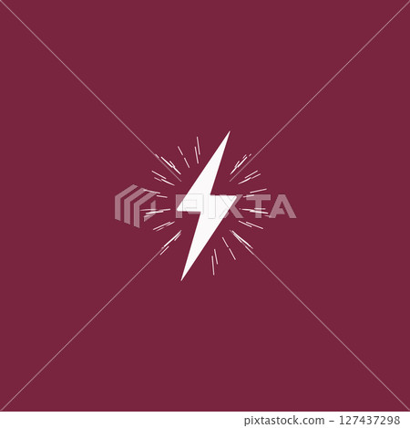 White Lightning Bolt on Maroon Background 127437298
