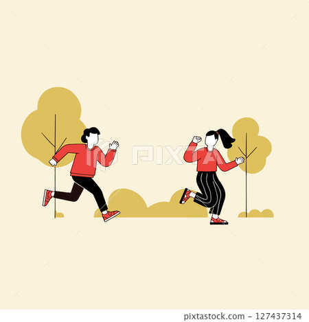 People Running in a Park 127437314