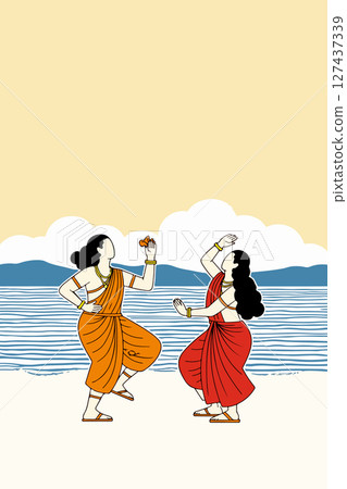Indian Dancers by the Sea Indian Dancers by the Sea 127437339