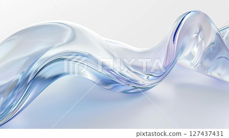 Abstract wave on a white background. Beautiful particle movement.Water. generative ai. 127437431