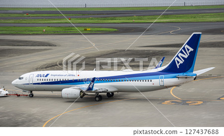 全日空 B737 在羽田機場滑行 127437688