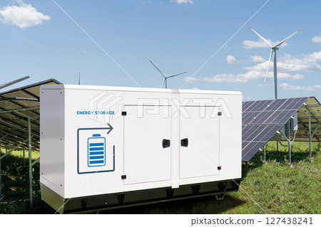 Solar power station with energy storage. Solar power station with energy storage. 127438241