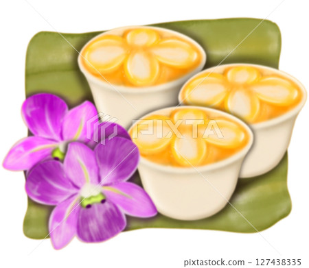 Thai Traditional Desserts Cute Collection hand drawn style illustrations. Thai Traditional Desserts Cute Collection hand drawn style illustrations. 127438335
