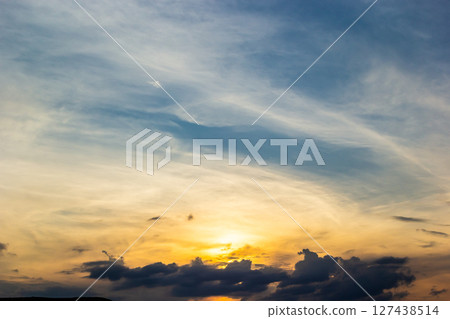 Dramatic sunset and sunrise sky Dramatic sunset and sunrise sky 127438514