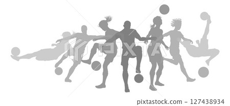 Soccer Football Players Silhouettes 127438934