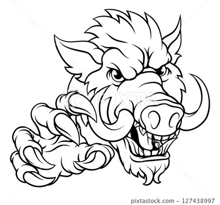 Boar Wild Hog Razorback Warthog Pig Sports Mascot 127438997
