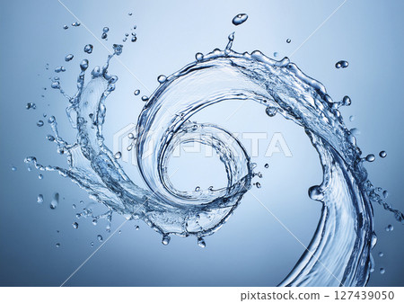Spiral of swirling water droplets Spiral of swirling water droplets 127439050