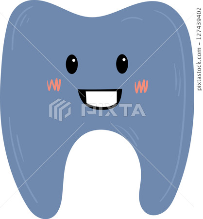 A cartoon illustration of a smiling tooth with cute facial expressions. A cartoon illustration of a smiling tooth with cute facial expressions. 127439402