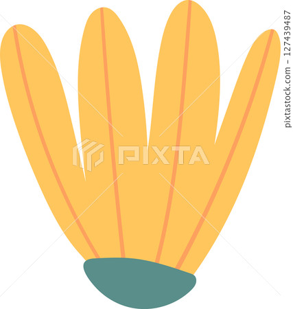 Stylized yellow flower with soft, rounded petals and a muted teal base. Stylized yellow flower with soft, rounded petals and a muted teal base. 127439487